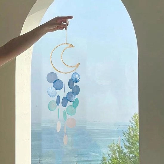 Decorazione per Giardino a Mano Fatta con Conchiglie di Capiz - Atmosfera Esterna - Regalo per la Madre - Suoni Naturali - Armonia Melodiosa - Gioco del Vento