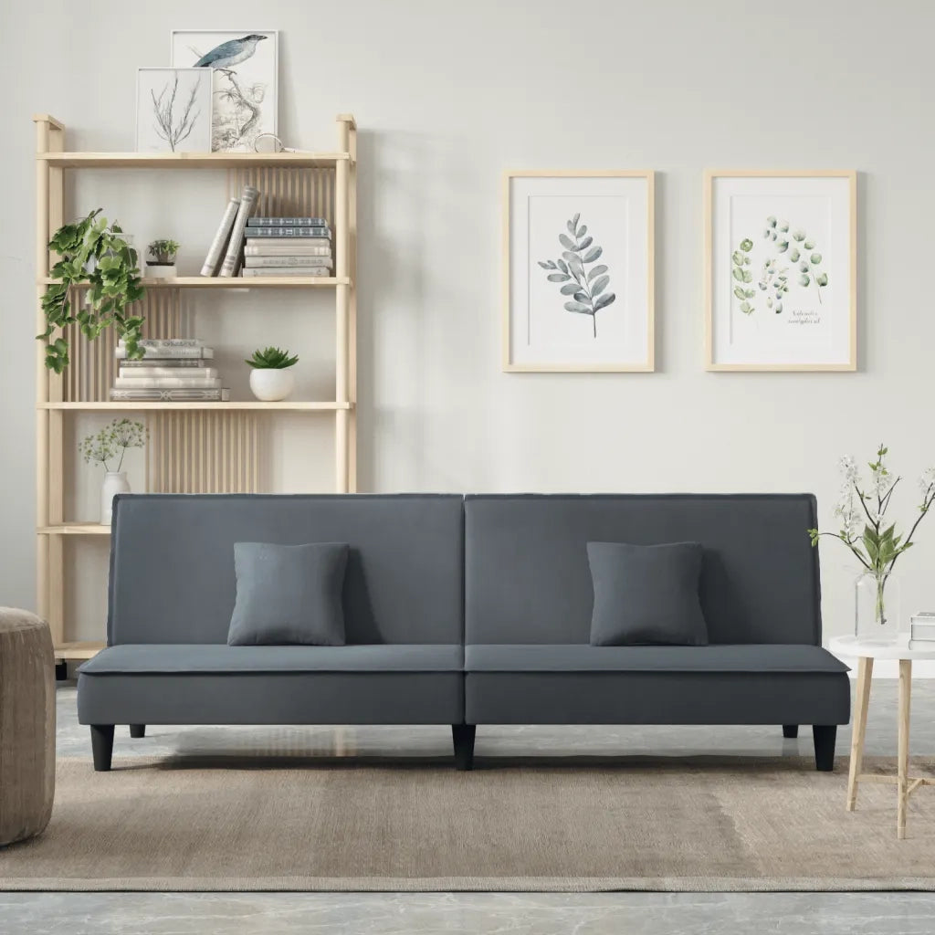 Divano Letto Grigio Scuro in Velluto 351908