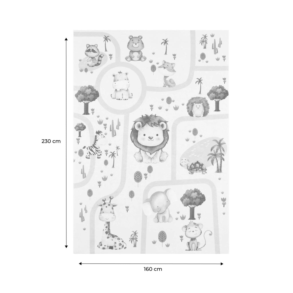 Tappeto interno per bambini bianco stampato con animali