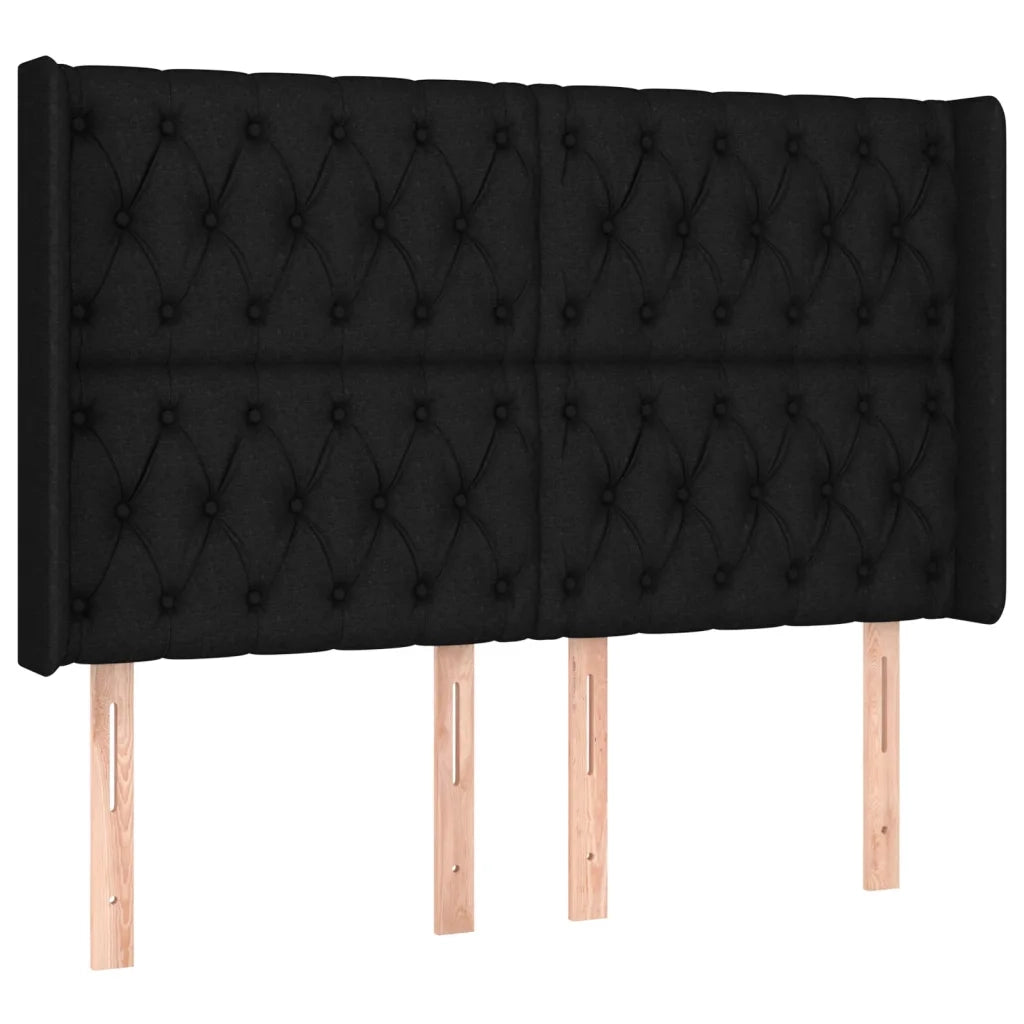 Testiera a LED Nera 163x16x118/128 cm in Tessuto