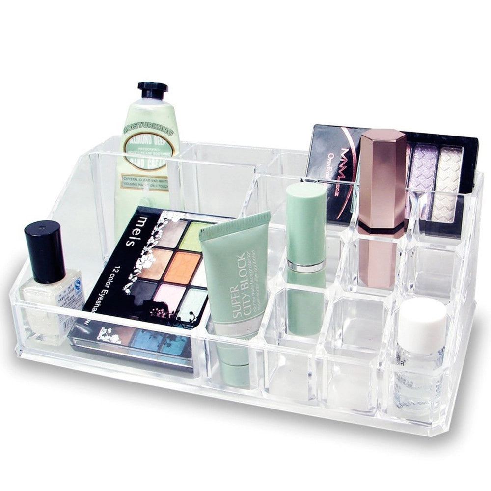 Trade Shop - Organizer Cosmetici Make Up Accessori Espositore 16 Scomparti 17 X 9cm Acrilico -