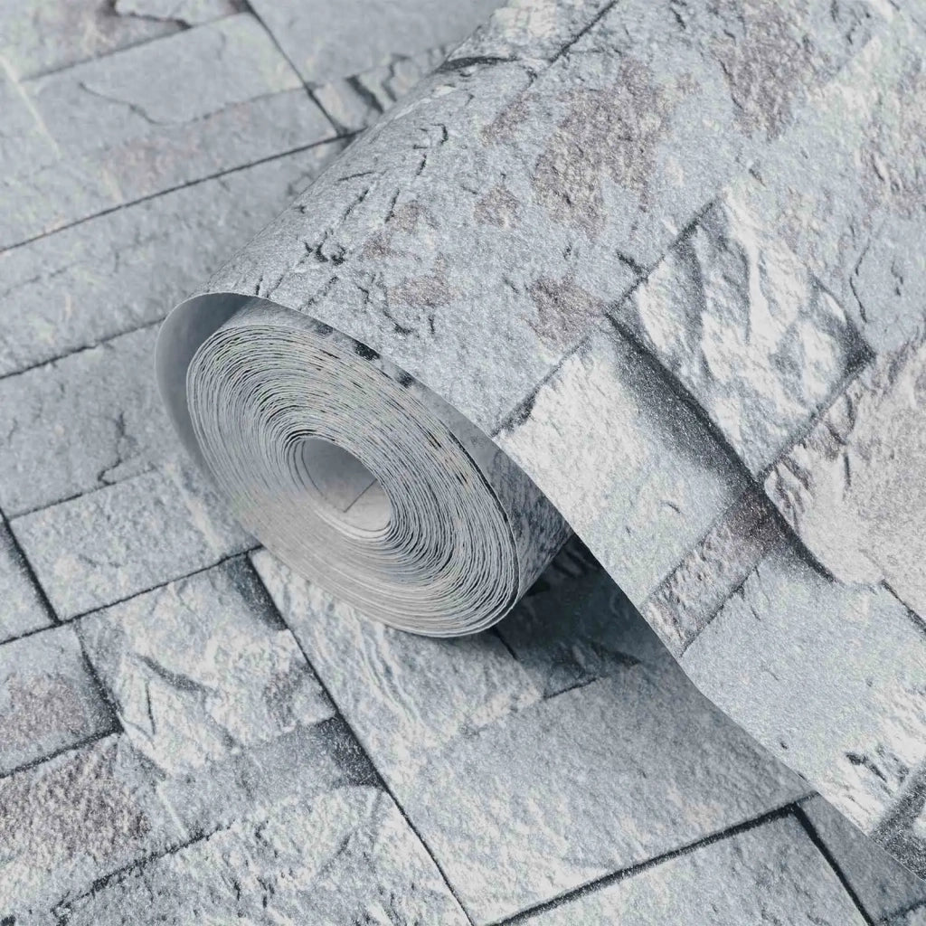 Carta da Parati 3D Pietra Grigio Chiaro 10 x 0,53 m 42046690