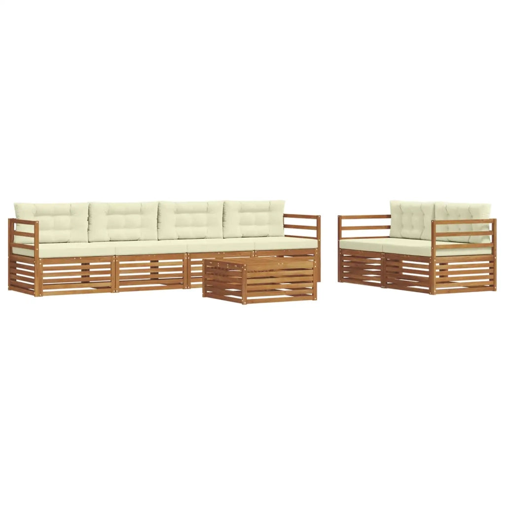 Set di divani da esterno con cuscino 7 pcs Naturale e Crema 3373040
