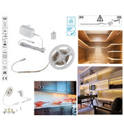 Trade Shop - Kit Striscia Led Con Tasto Interruttore Touch Dimmer Bianco Caldo 3000k 7,5 Watt -