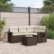 Set Divano da Giardino 5 pz con Cuscini Marrone in Polyrattan 3252460