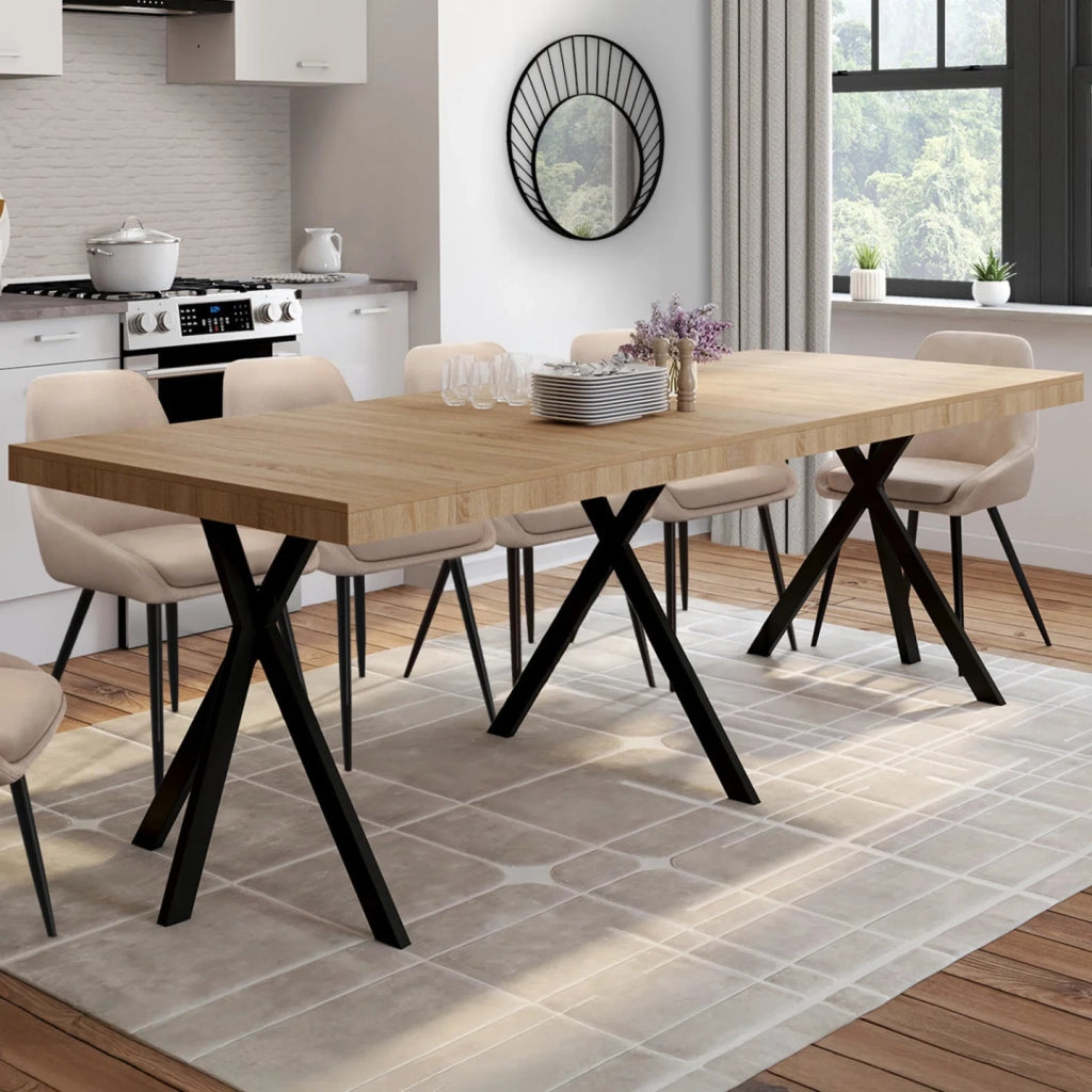 IDMarket - Consolle allungabile ALIX, 10 posti, 235 cm, design industriale