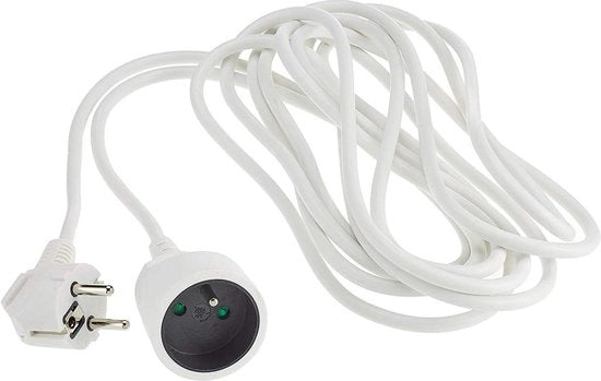 Cavo di estensione 230V 5m con protezione per bambini - cavo alimentatore - Schuko femmina a maschio - tipo F - bianco PPE1-05 5m