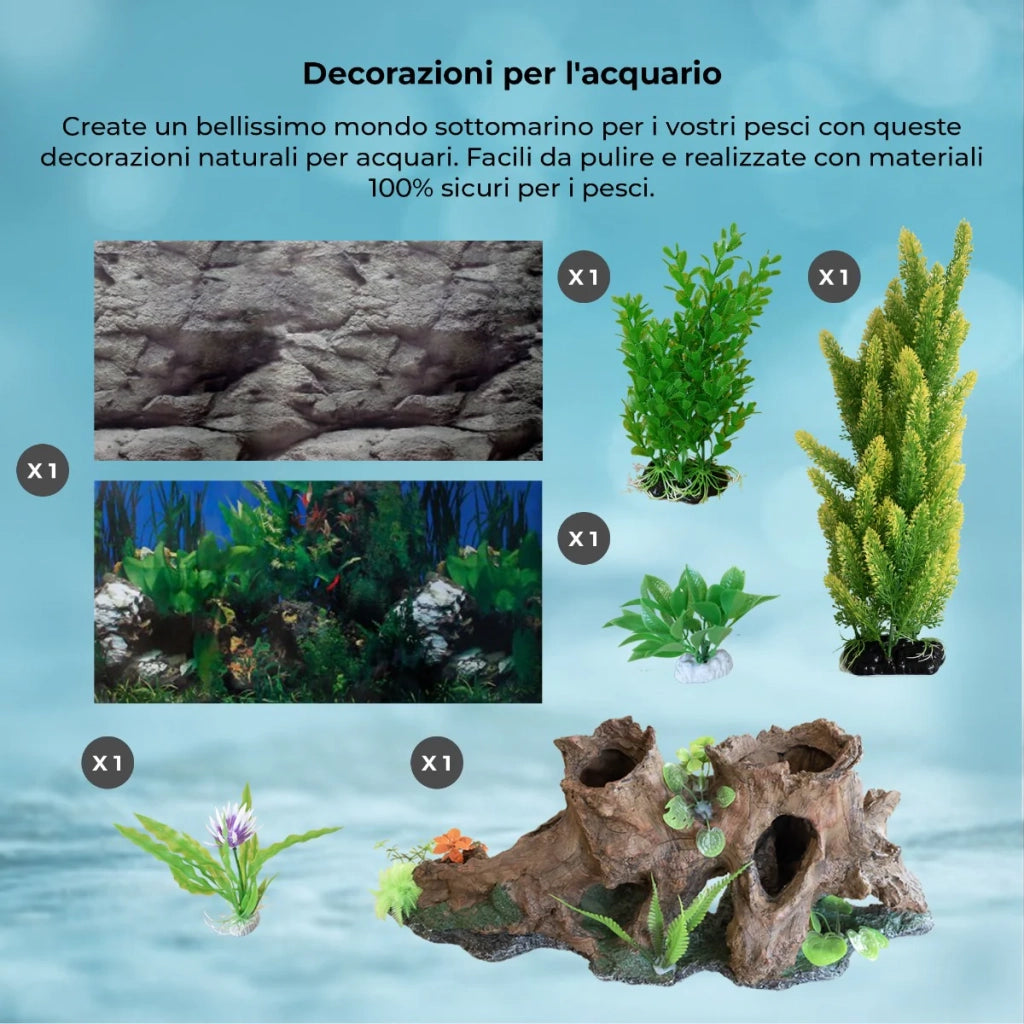 Acquario 300 Litri con Armadietto Bianco e Kit con Piante e Ghiaia Naturale