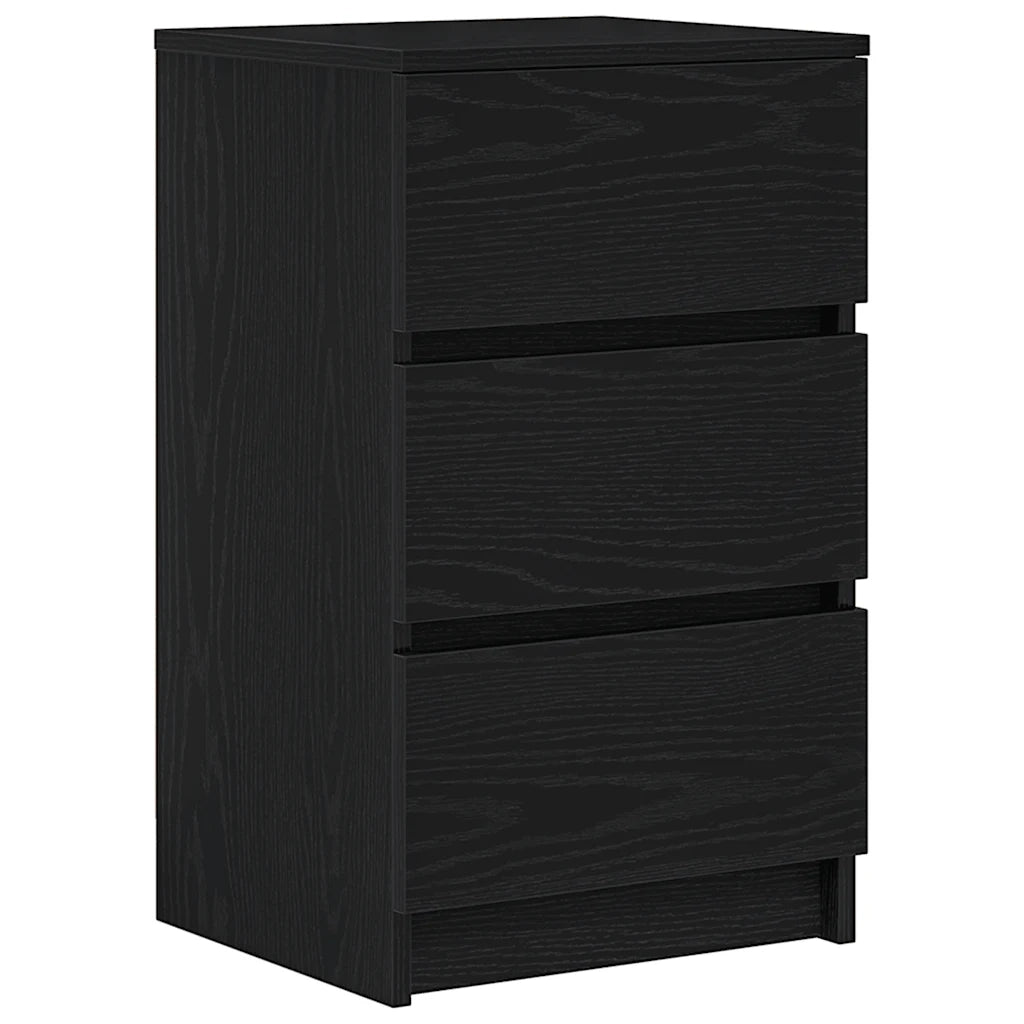 Set di 2 Comodini | Armadio da Notte | Mobiletto da notte con 3 Cassetti Nero 39x35x65 cm