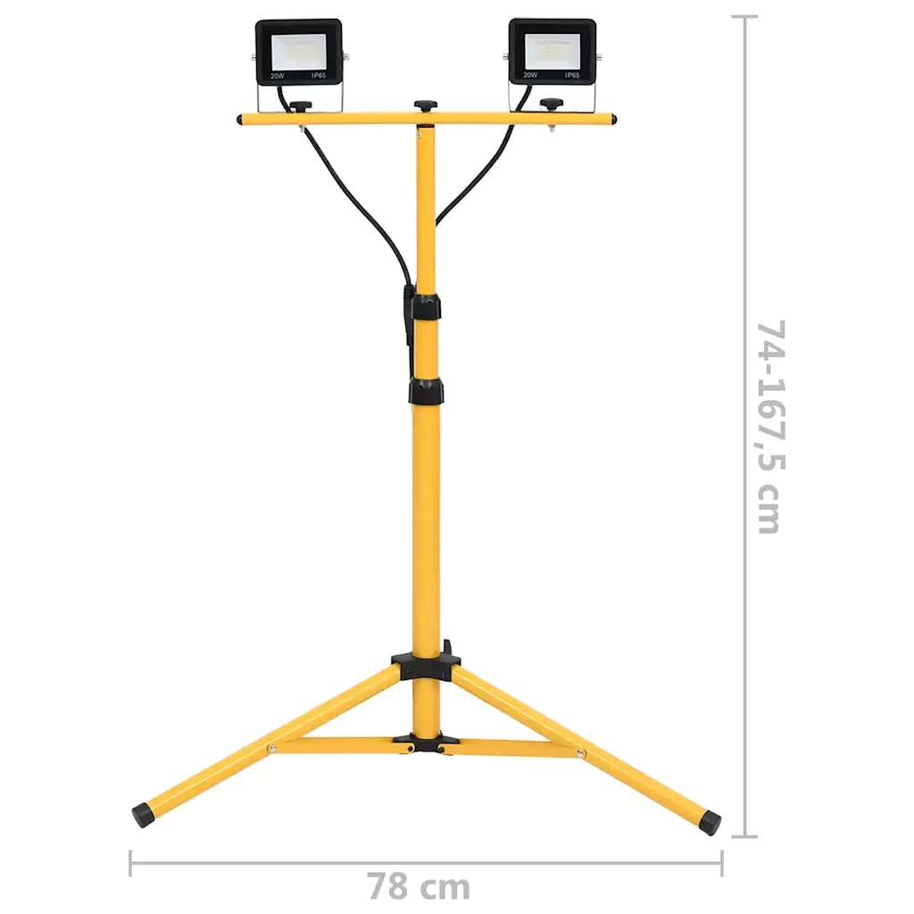 Faretto a LED con Treppiede 2x20 W Bianco Freddo 149659