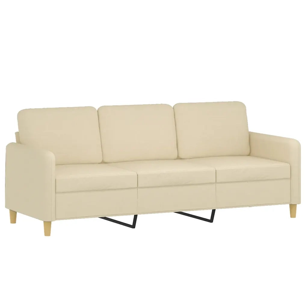 Set Divani 3 pz con Cuscini Crema in Tessuto