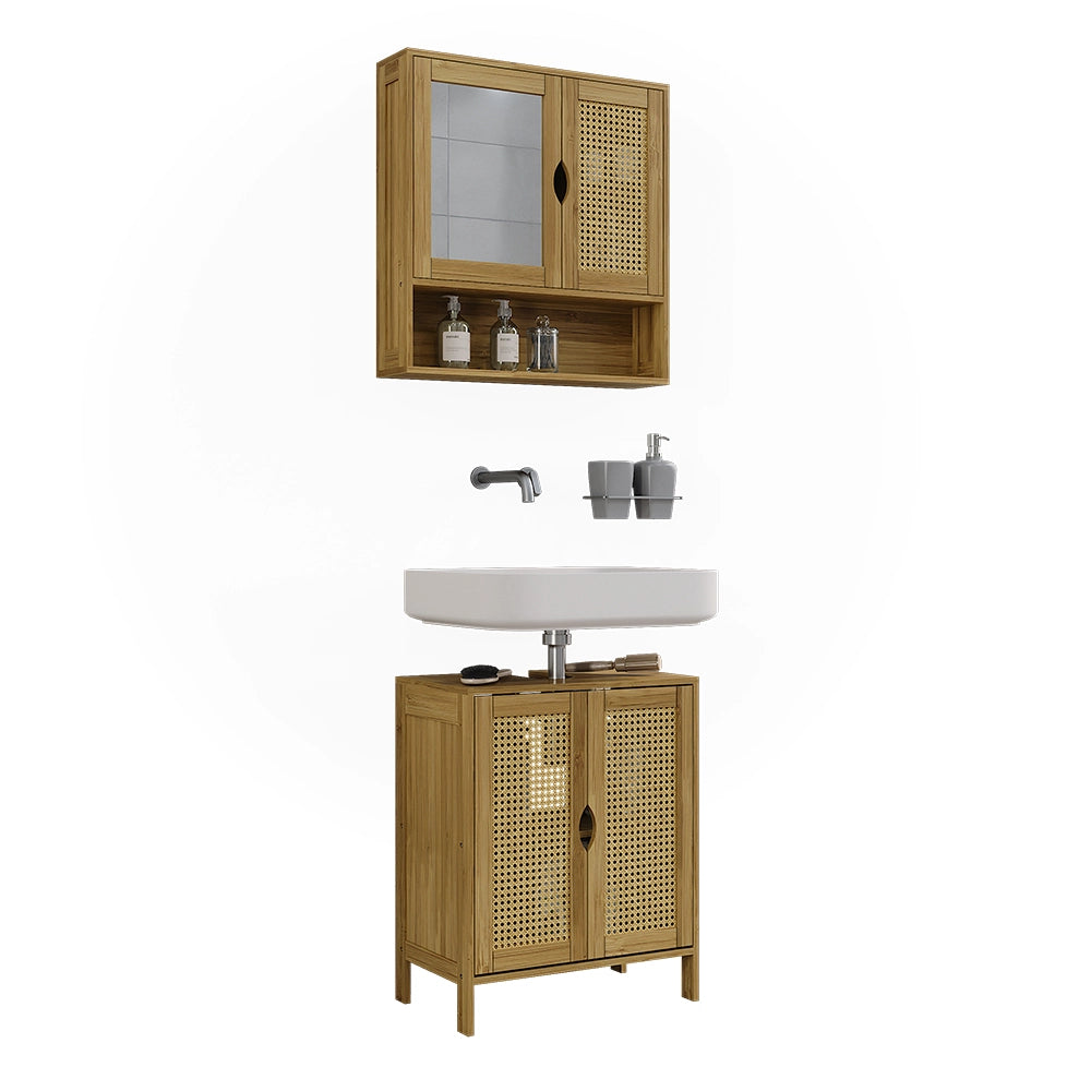 Vicco Set di mobili da bagno Bambù 2 parti