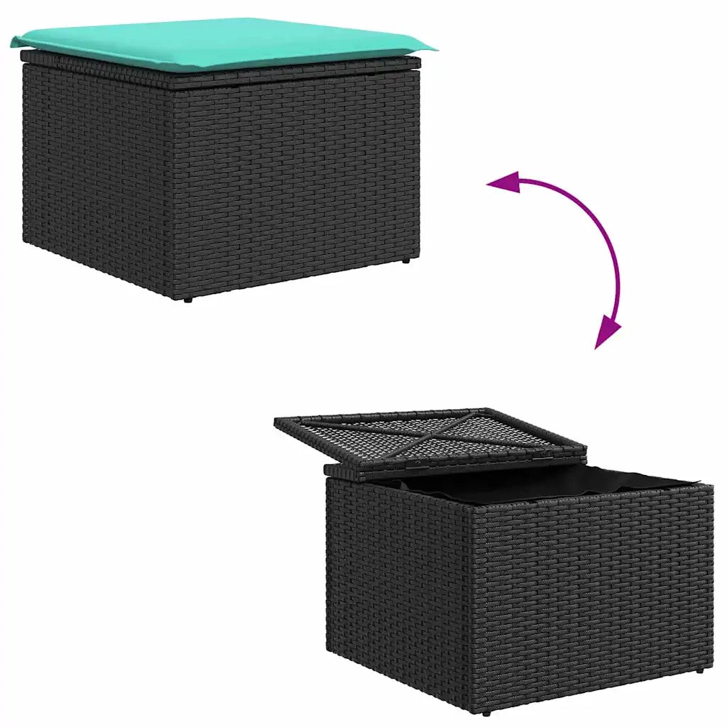 Set di divani con cuscino 4 pcs Nero e Turchese polyrattan 3354665
