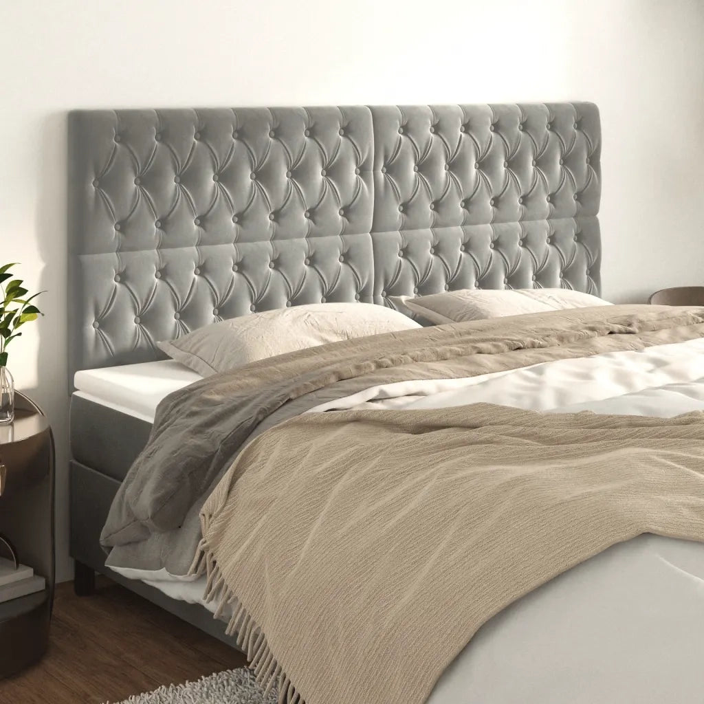 Testiera | Testata Grigio Chiaro 180x7x118/128 cm Velluto