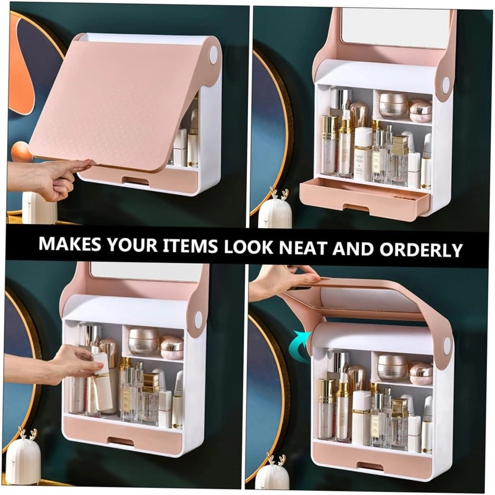 Trade Shop - Scatola Espositore Organizer Trucco Contenitore Per Cosmetici Porta Trucchi Rosa -