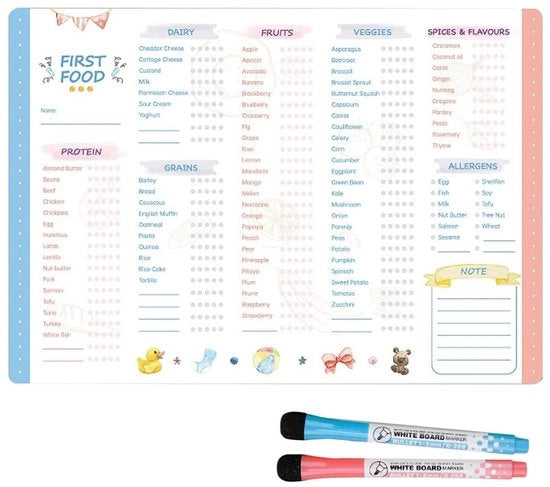 Tracker alimentare quotidiano per bambini con grafico alimentare magnetico