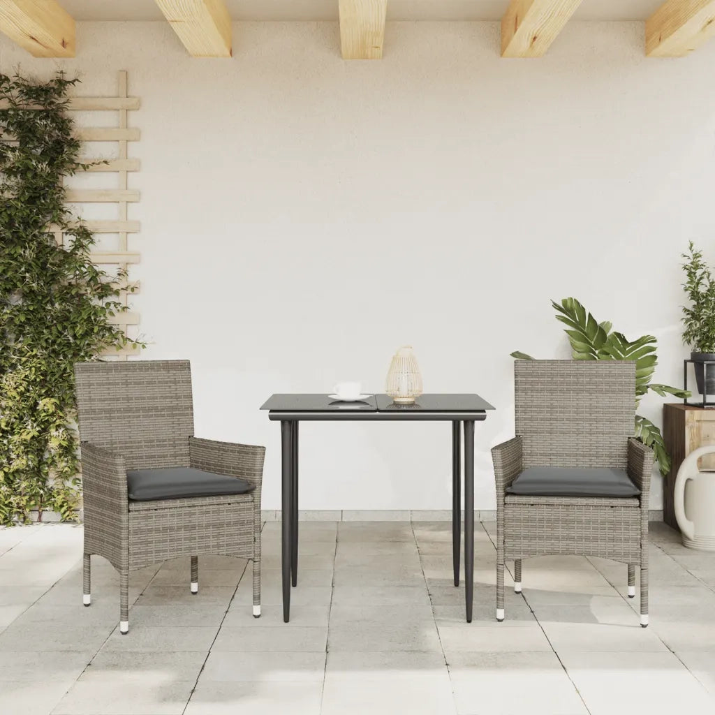 Sedie da Giardino con Cuscini 2 pz Grigie in Polyrattan 368111