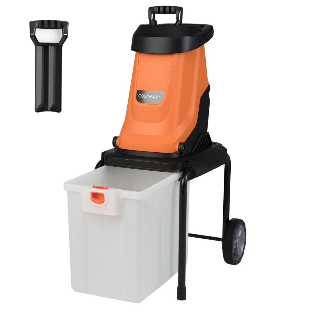 Trituratore elettrico per legno 2800w trituratore da giardino con cesto da 50 l-Trituratore pesante a filo per pulizia del giardino Arancione