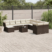 Set Divani da Giardino 12 pz con Cuscini Marrone in Polyrattan 3218623
