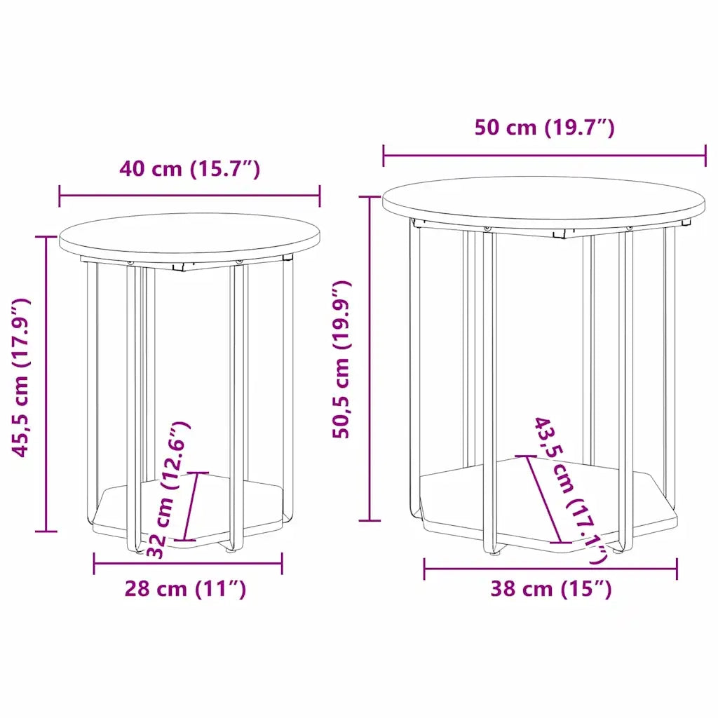 Set tavolini con lo scaffale 2 pcs Rovere Nero 869714