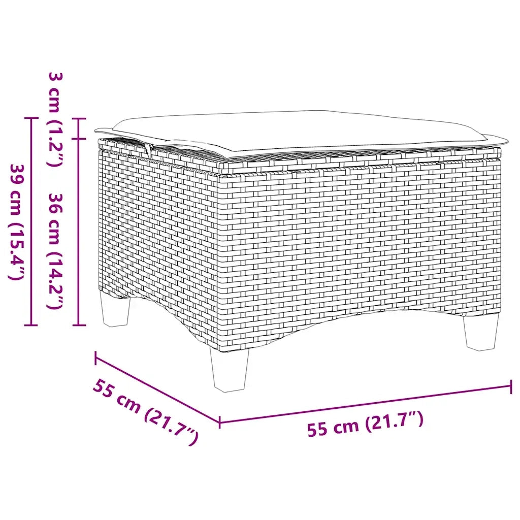 Sgabelli Giardino con Cuscini 2 pz Grigio 55x55x36cm Polyrattan 4108252