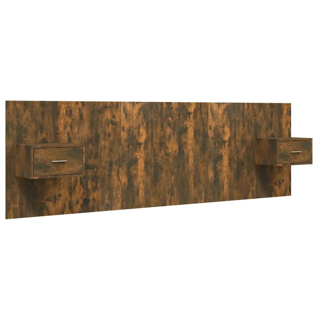 Testiera Letto con Comodini in Legno Multistrato Rovere Fumo 3115705