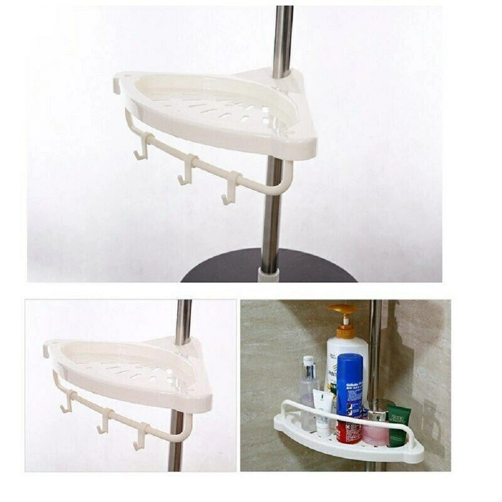 Trade Shop - Scaffale Angolare Per Angolo Doccia Bagno Telescopico 4 Mensole Con Ganci -