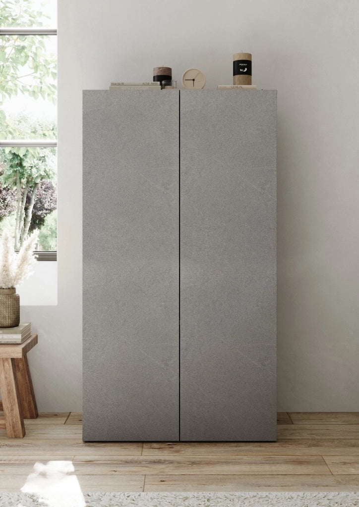 Floro, Armadio Multiuso 2 Ante 5 Ripiani, 63x114h cm Grigio Cemento