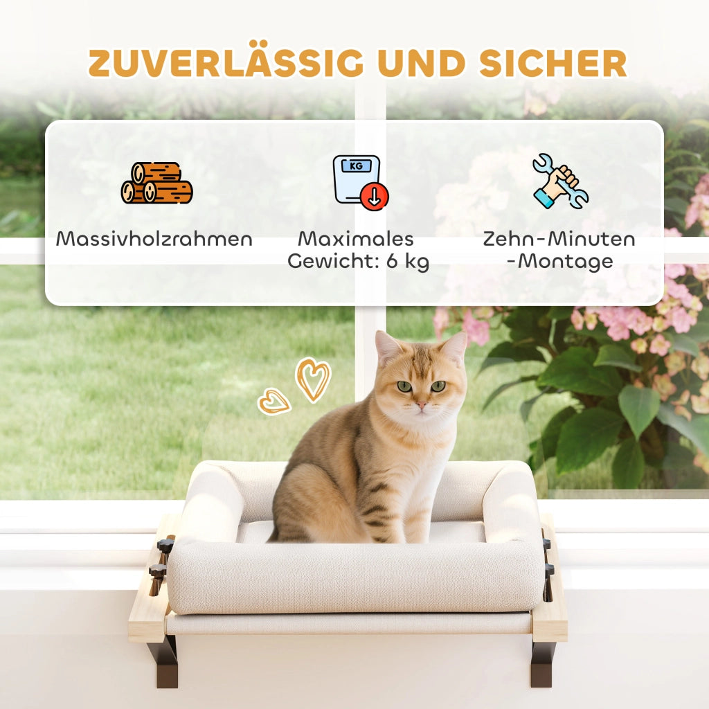 Casetta per Gatti con Cuscino ¨C Zephmum ¨C Legno Bianco