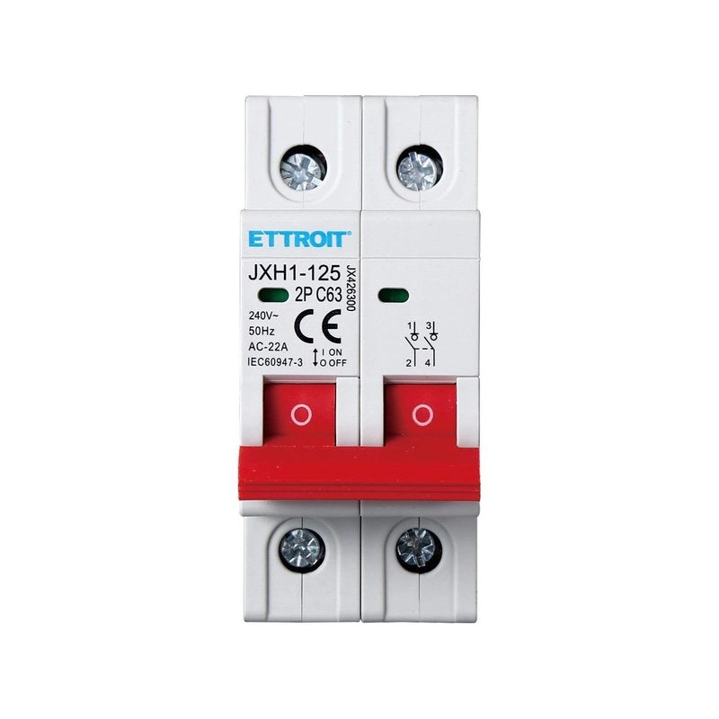 Interruttore Sezionatore 2P 63A 240VAC Guida DIN JXH1-125-2P-63A