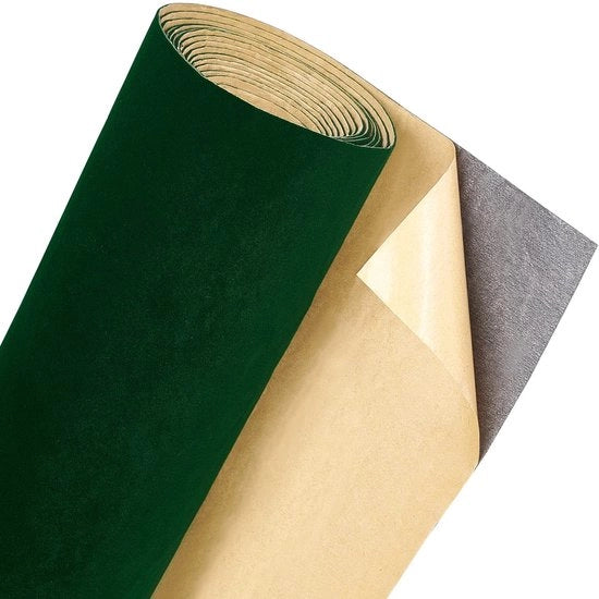 Tessuto di Velluto 2m x 40cm - Finitura Autoadesiva - Verde Scuro - Tessuto Artigianale - Copertura Creativa - 0,6mm Spessore - Velluto