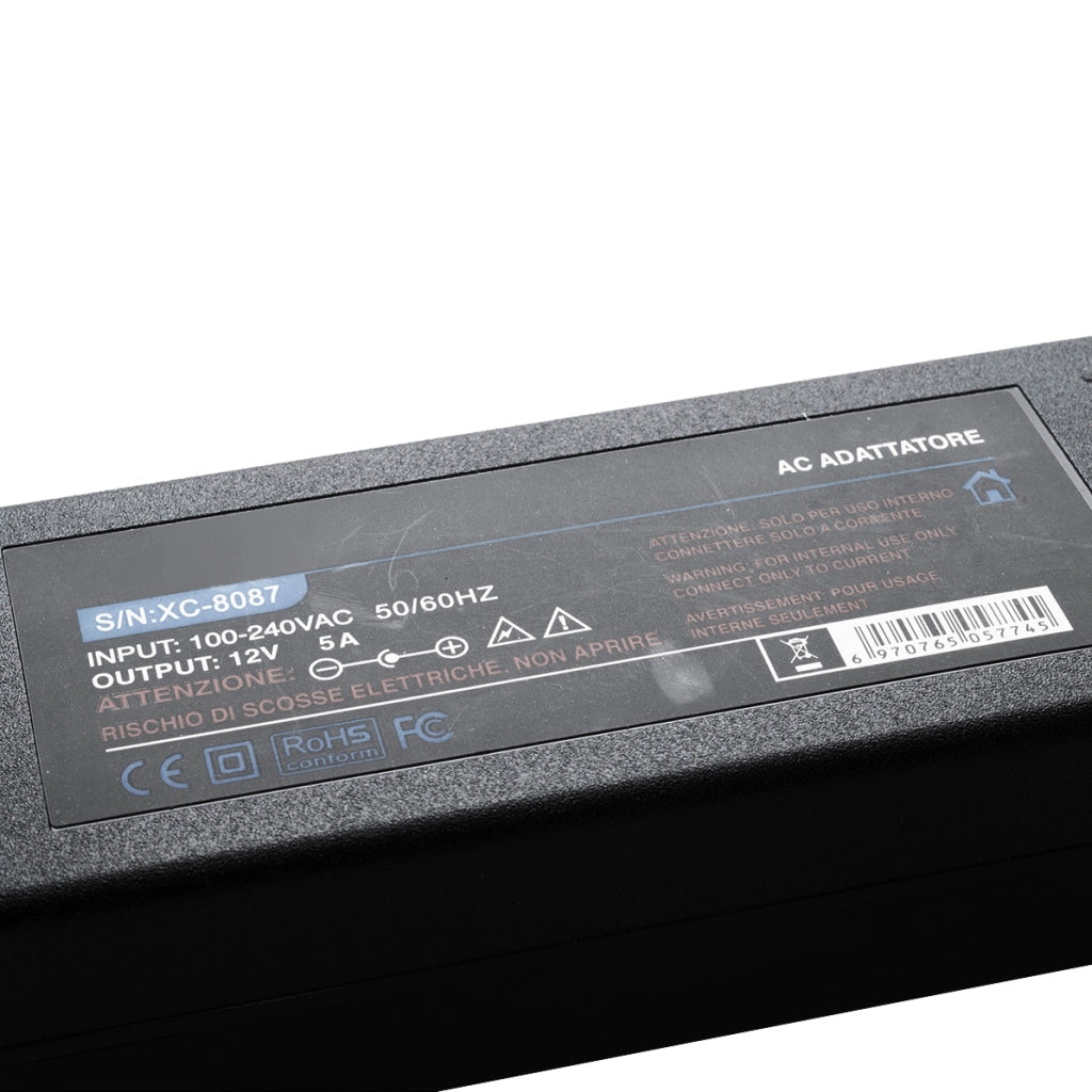 Alimentatore 60W trasformatore da 220V a 12V 5A per strisce LED telecamere dvr