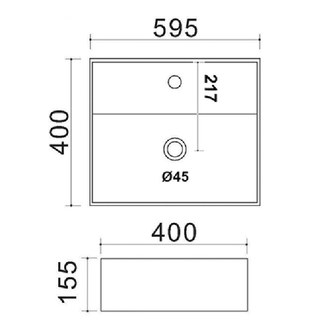 Lavabo appoggio 59.5x40 cm LA52 Bianco