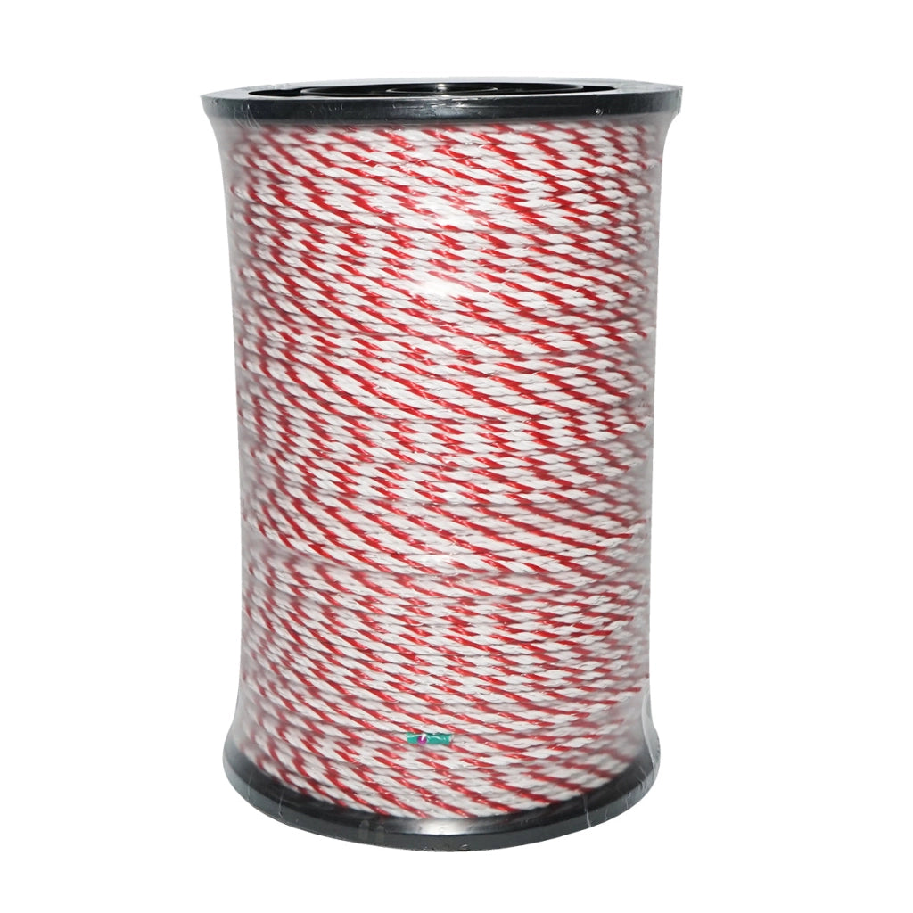 Filo bianco-rosso, diametro 4 mm, 6x0.2 mm SS, 500 m per recinzione elettrica, resistenza 4.5 Ohm, Bourget