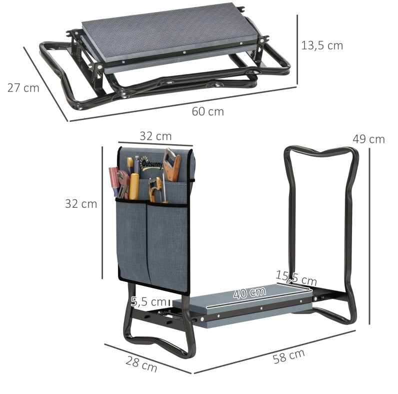 Panca da giardino pieghevole 58x28x49 cm in acciaio grigio salvaspazio