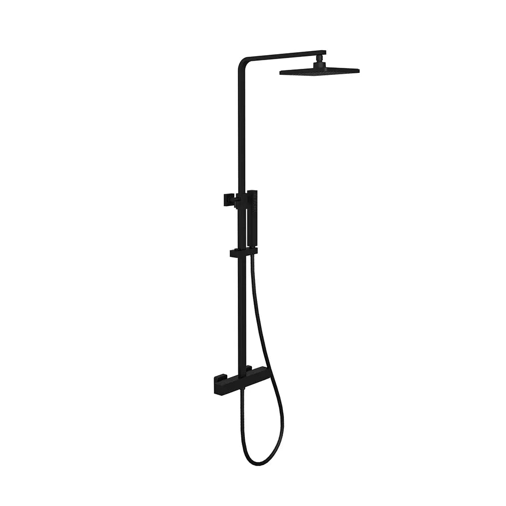 Colonna doccia soffione 20,5x20,5 cm in ABS finitura nera opaca | Serio