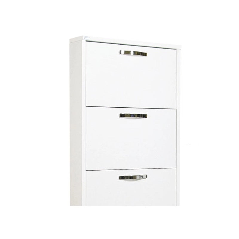 Scarpiera Slim Bianco Frassinato in legno nobilitato 5 ribalte cm 180x65x15