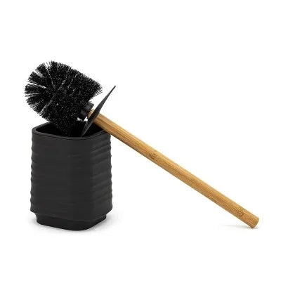 Scopino WC da appoggio nero in abs e bambù Wave