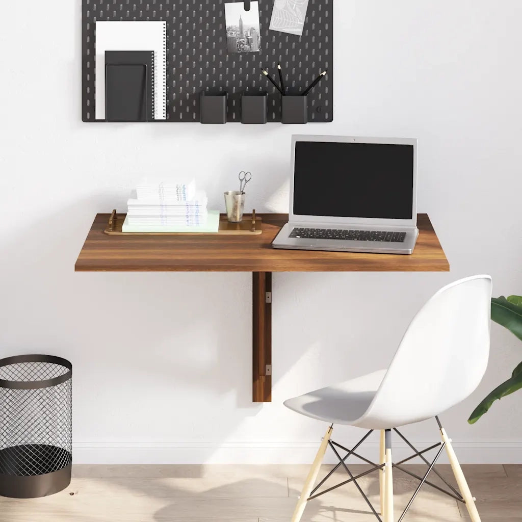 Tavolino-Tavolino da soggiorno-Tavolo Muro Pieghevole Rovere Marrone 100x60x56cm Multistrato