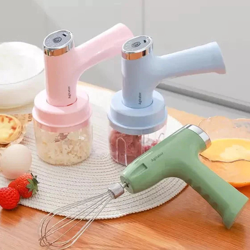 Trade Shop - Mini Frullatore Elettrico Ricaricabile Multifunzionale Con Frusta Sbattitore -