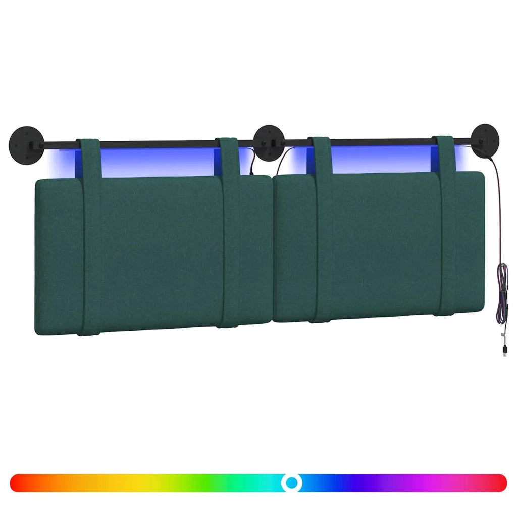 Testiera sospesa Con luce LED Verde Scuro Tessuto 3423912