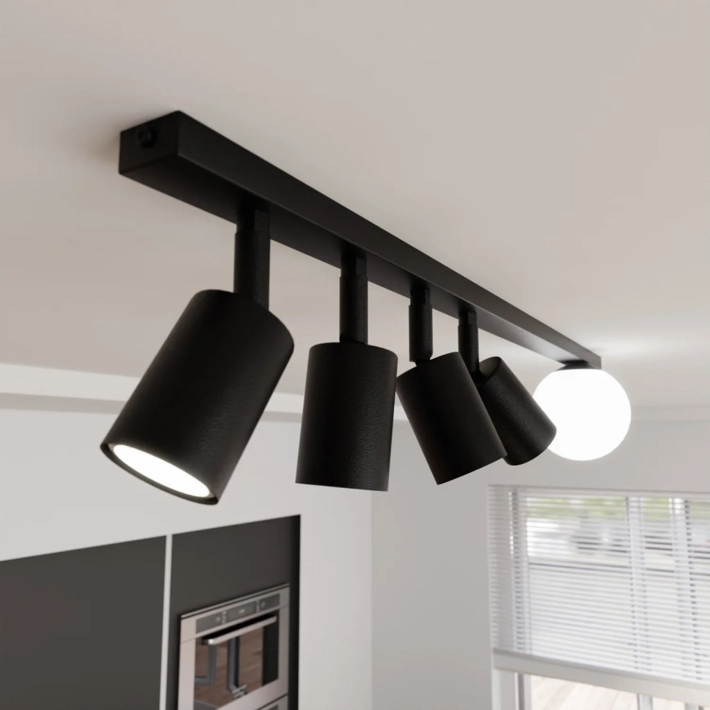Plafoniera Minimal 5 Luci Sobek In Acciaio Nero E14+Gu10