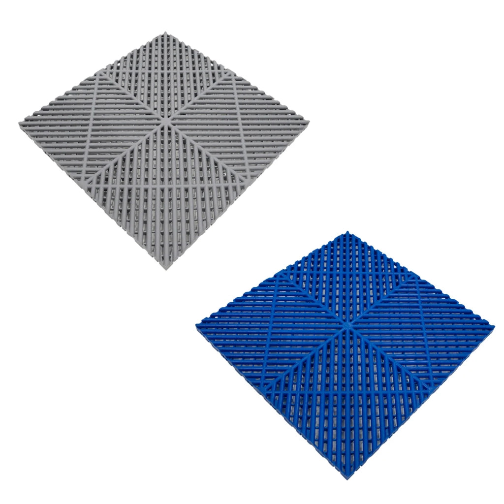 Piastrelle ventilate Blu e Grigie 3,2m x 6m per garage e officine, antiscivolo.