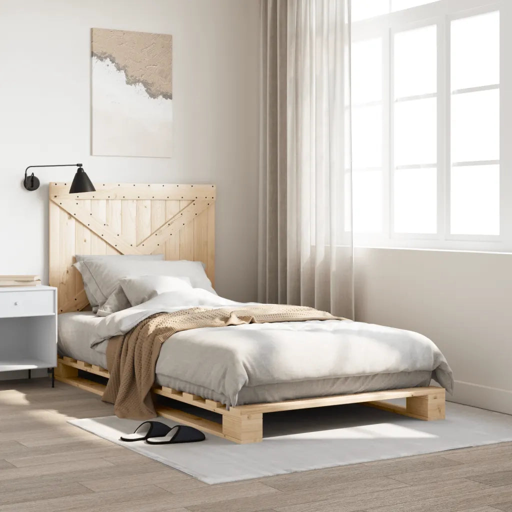 Letto singolo | Letto per adulti | Giroletto con Testiera 100x200 cm Legno Massello di Pino