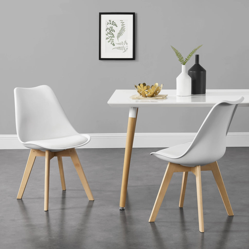 Set Fläten di 6 Sedie da Sala con Seduta Imbottita Rivestimento in Similpelle Bianco [en.casa]