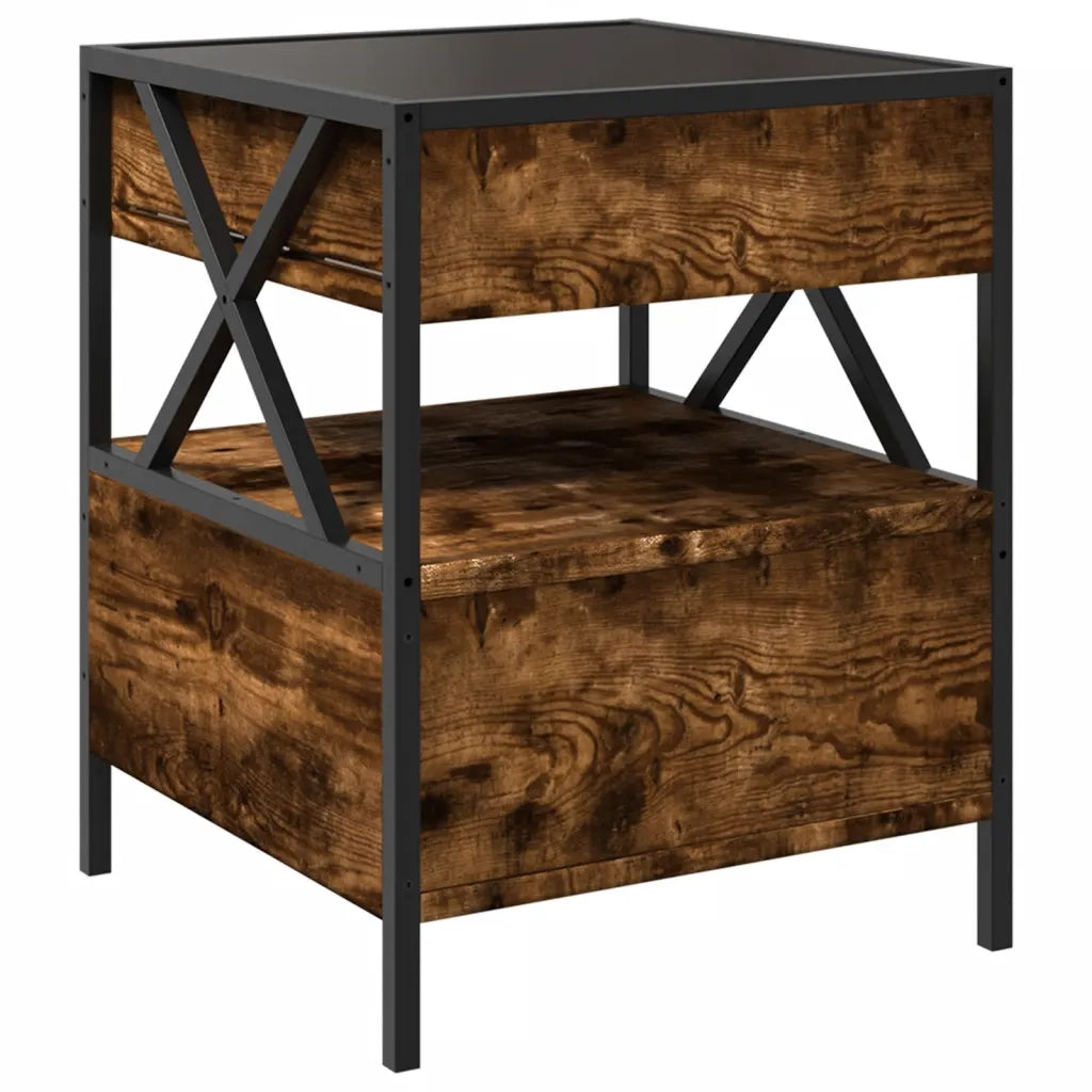 Comodino con LED Infinity Rovere Fumo 40x40x51 cm 3284103