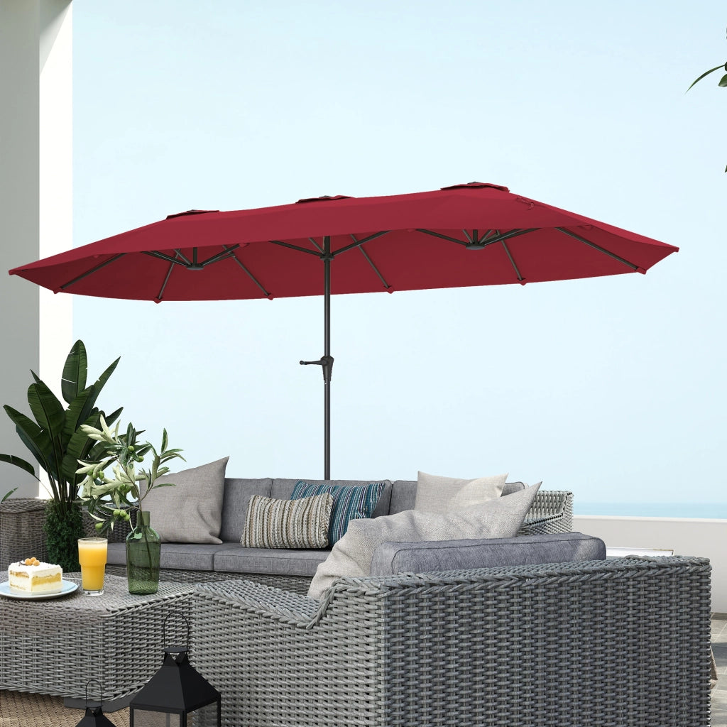 Ombrellone Doppio ¨C Minimal ¨C Nero e Rosso, Metallo e Poliestere, 4x2.2x2.34 m