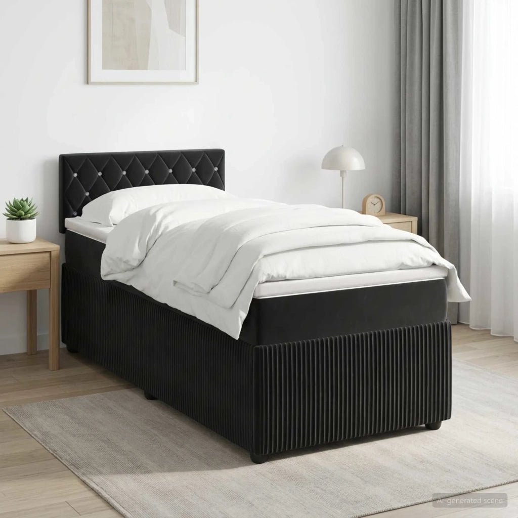 Letto box spring con materasso Nero 90 x 200 cm Velluto 3451597