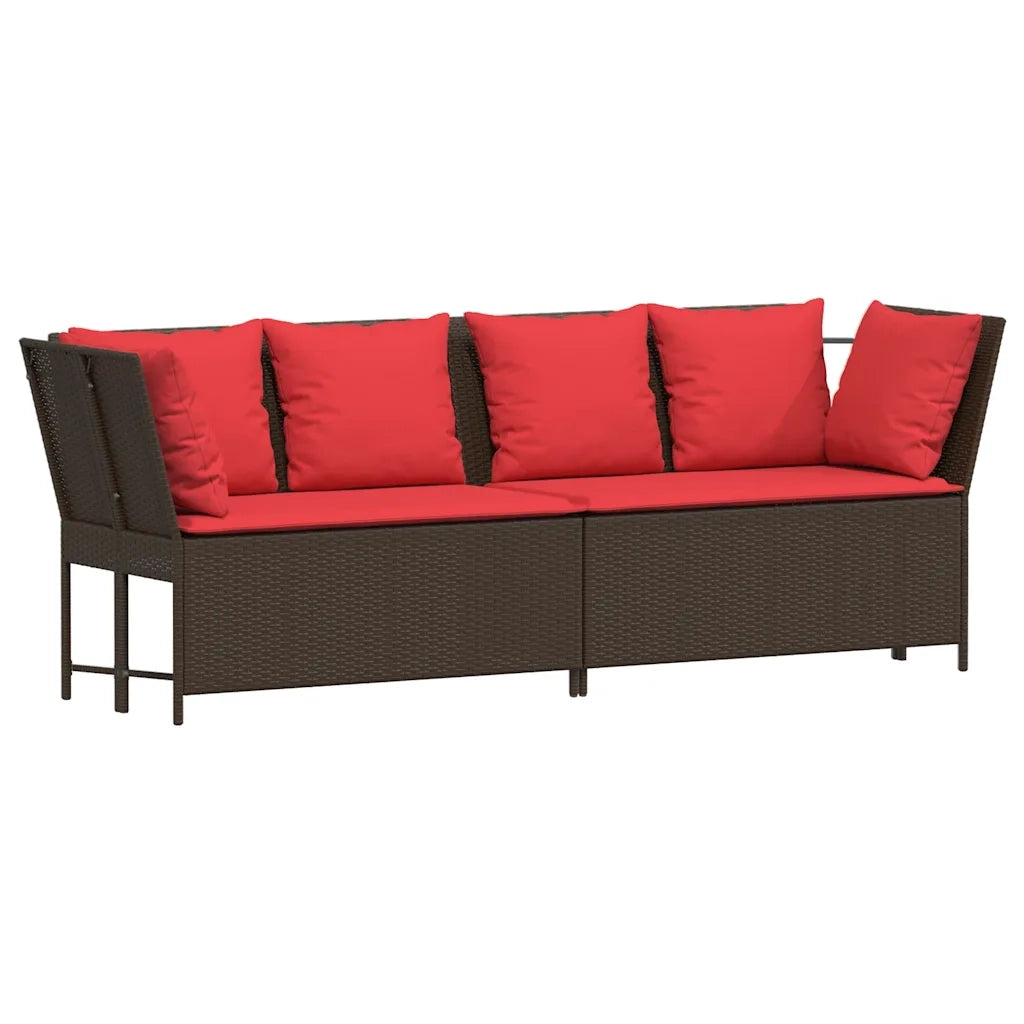 Divano da Giardino con Cuscini in Polyrattan Marrone 3365336