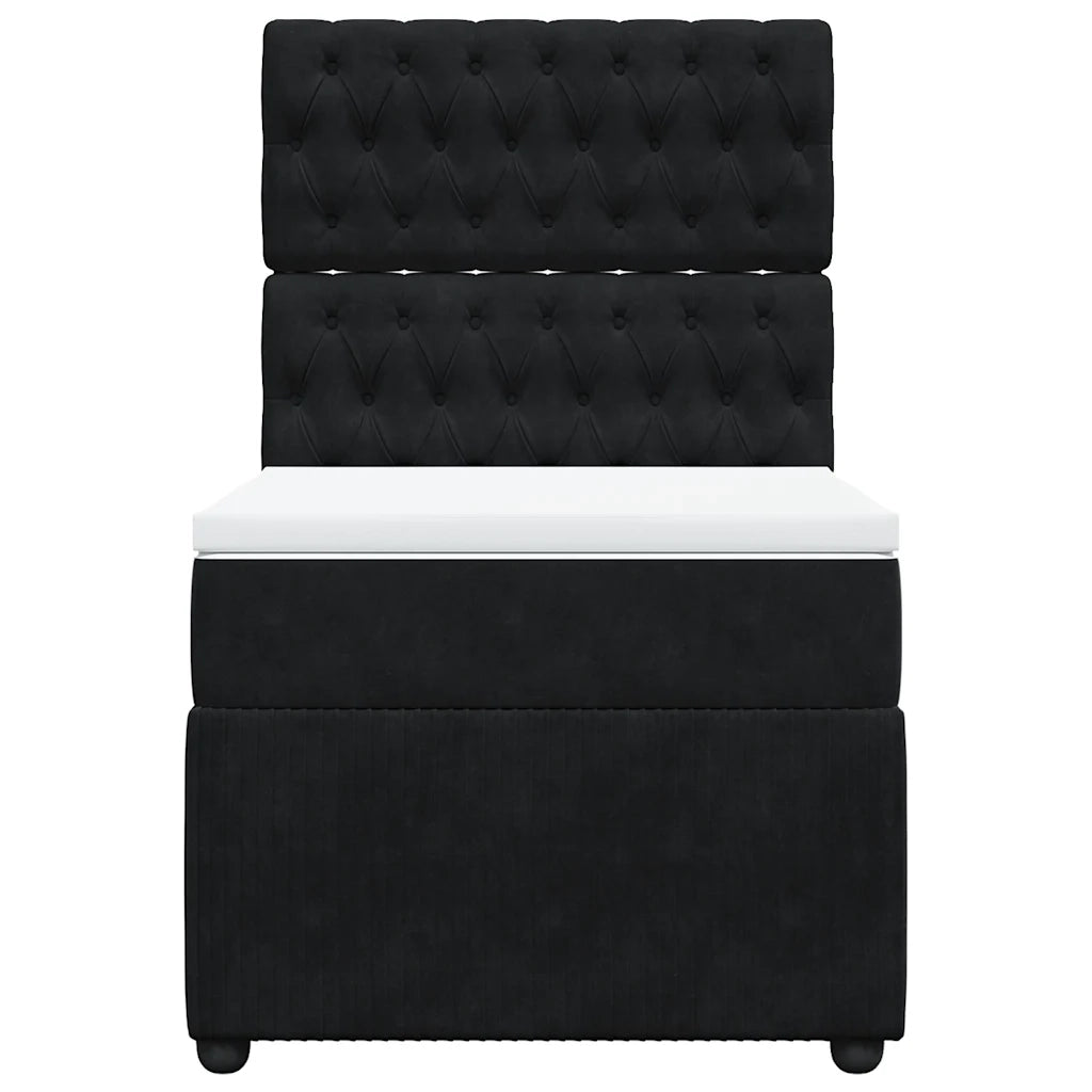 Giroletto a Molle con Materasso Nero 90x200 cm in Velluto